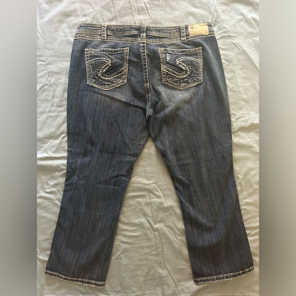 Silver Twisted Jean Capris